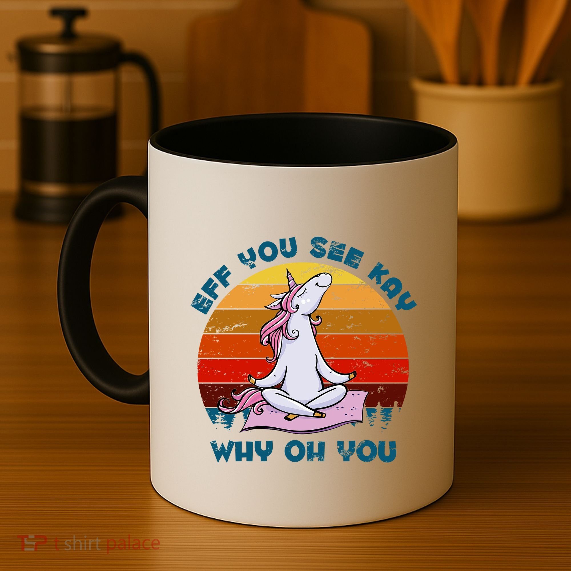 EFF You See Kay Why Oh You Funny Yoga Unicorn Coffee Mug