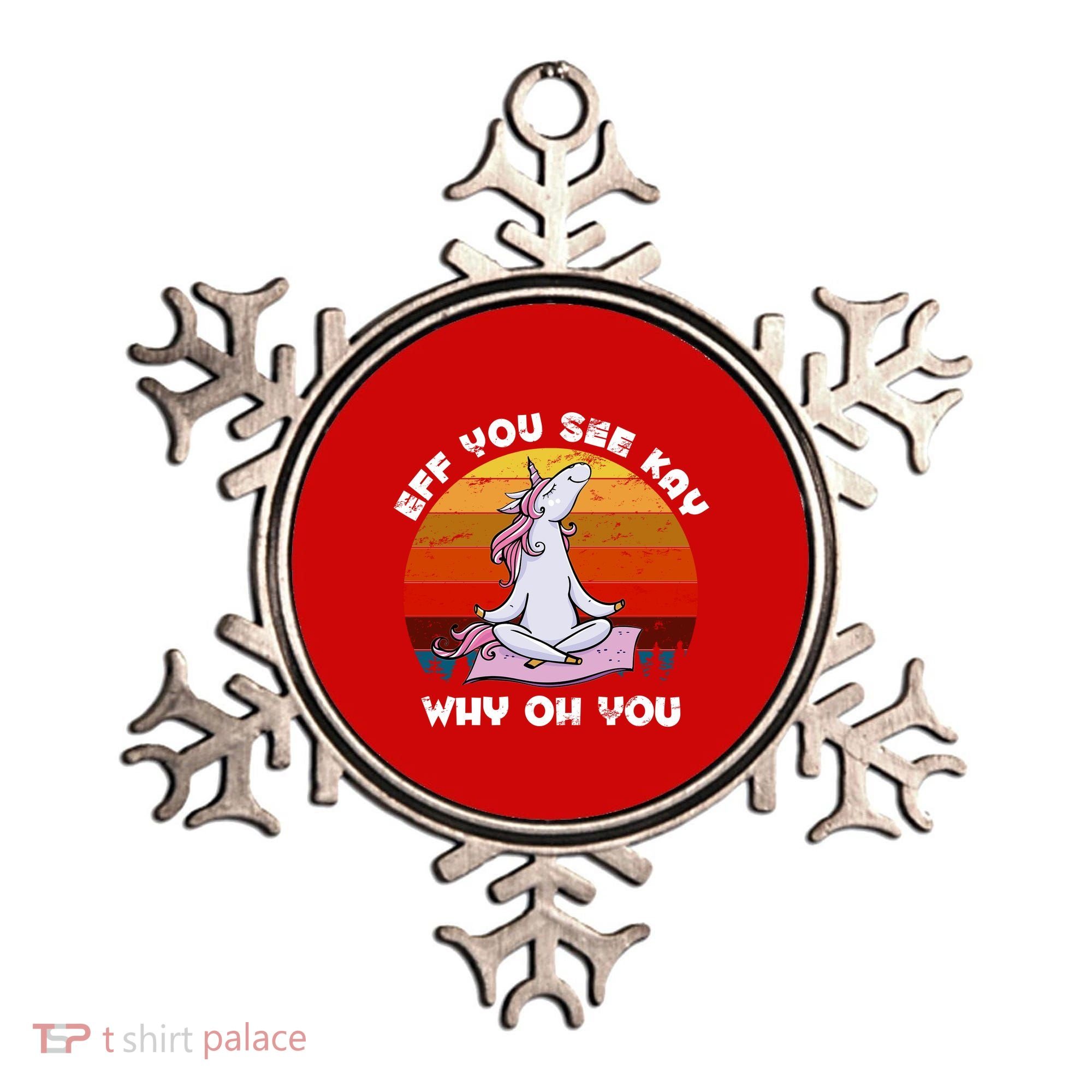 EFF You See Kay Why Oh You Funny Yoga Unicorn Ornament