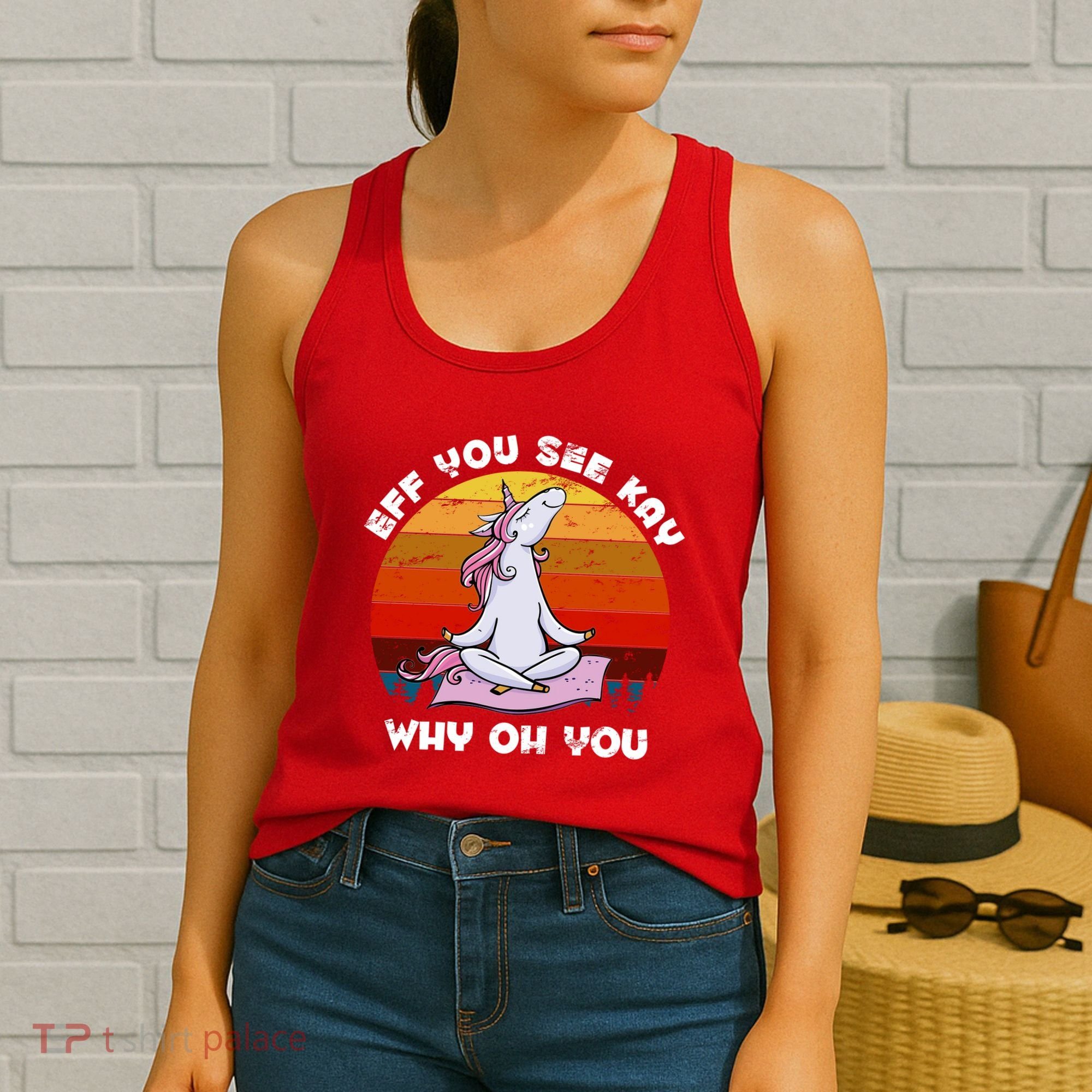 EFF You See Kay Why Oh You Funny Yoga Unicorn Women's Tank Top