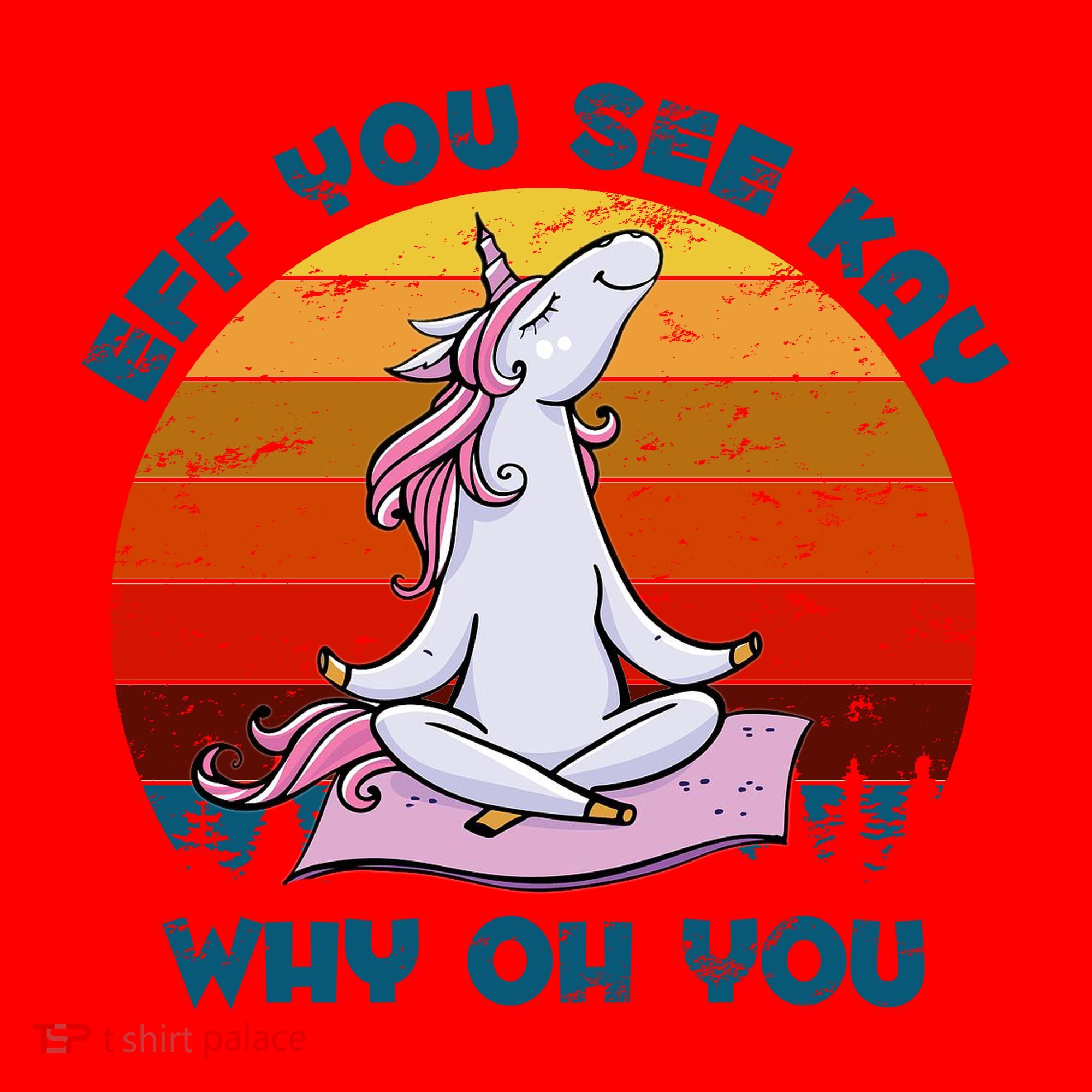 EFF You See Kay Why Oh You Funny Yoga Unicorn Santa Hat