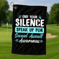 End Your Silence Speak Up For Sexual Assault Awareness Meaningful Gift Golf Towel thumb 1