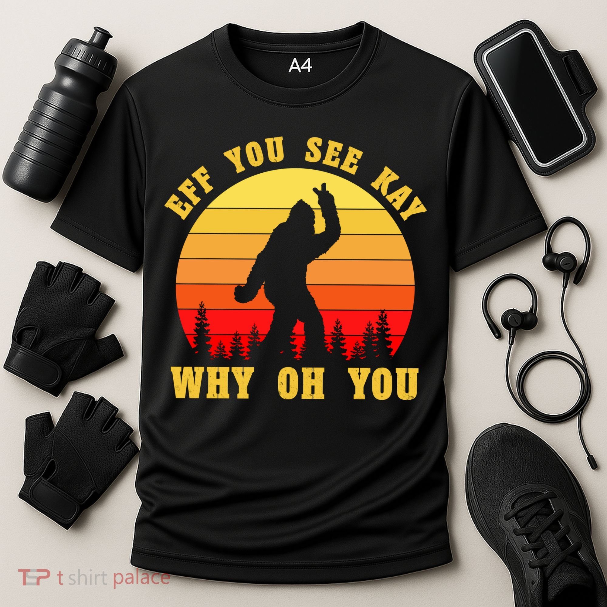 Eff You See Kay Why Oh You Bigfoot Sasquatch Funny Meme Cooling Performance Crew T-Shirt
