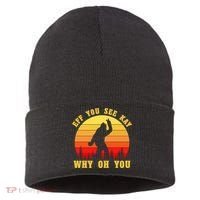 Eff You See Kay Why Oh You Bigfoot Sasquatch Funny Meme Sustainable Knit Beanie thumb 0
