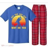 Eff You See Kay Why Oh You Bigfoot Sasquatch Funny Meme Kids Plaid Pajama Set thumb 0