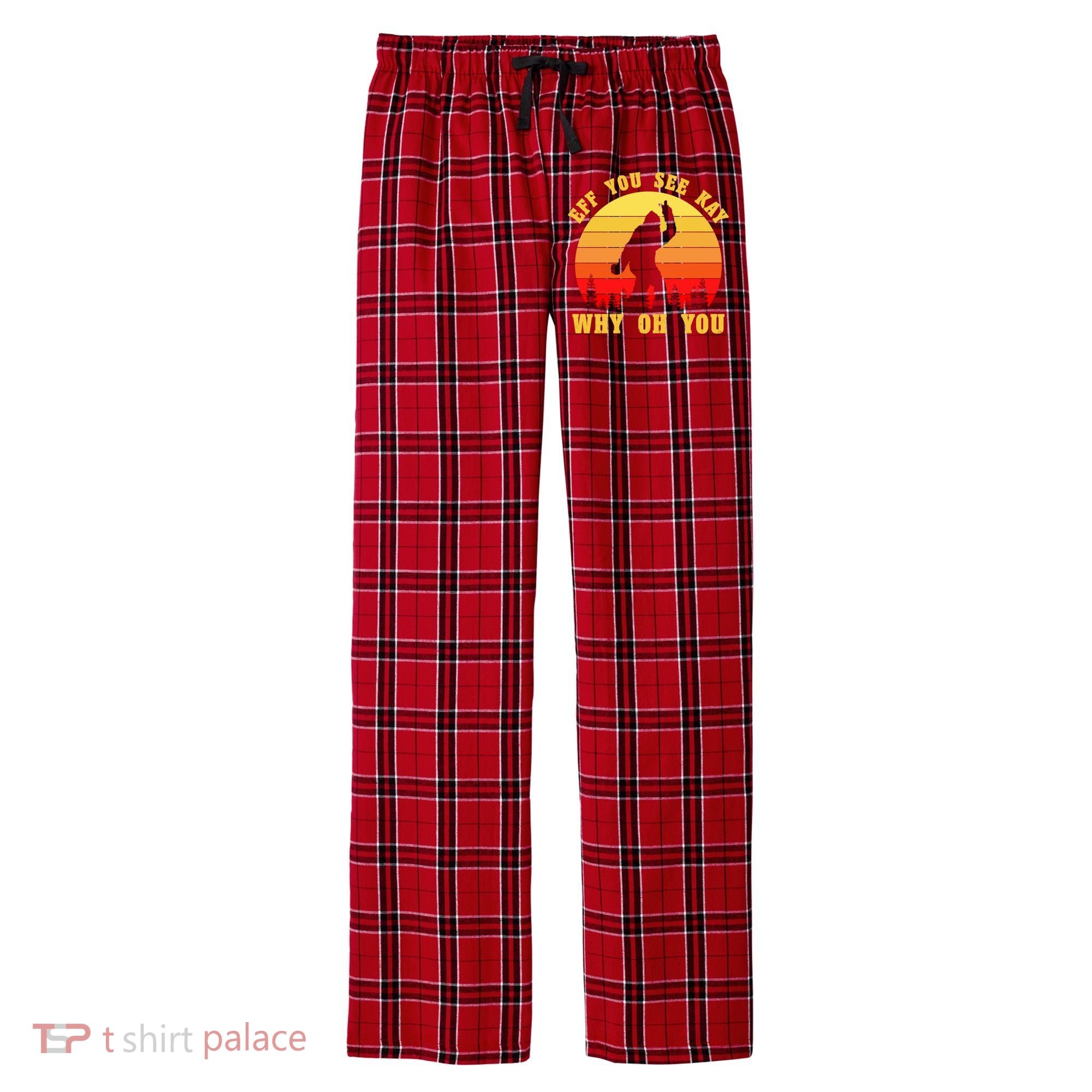 Eff You See Kay Why Oh You Bigfoot Sasquatch Funny Meme Men's Flannel Plaid Pajama Pants