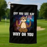 Eff You See Kay Why Oh You Yoga Sloth Space Galaxy Golf Towel thumb 1