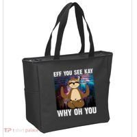 Eff You See Kay Why Oh You Yoga Sloth Space Galaxy Tote Bag thumb 2