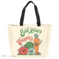 Eat Your Veggies Retro Vegan Farmer Market Vegetable Tote Bag thumb 0