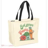Eat Your Veggies Retro Vegan Farmer Market Vegetable Tote Bag thumb 2