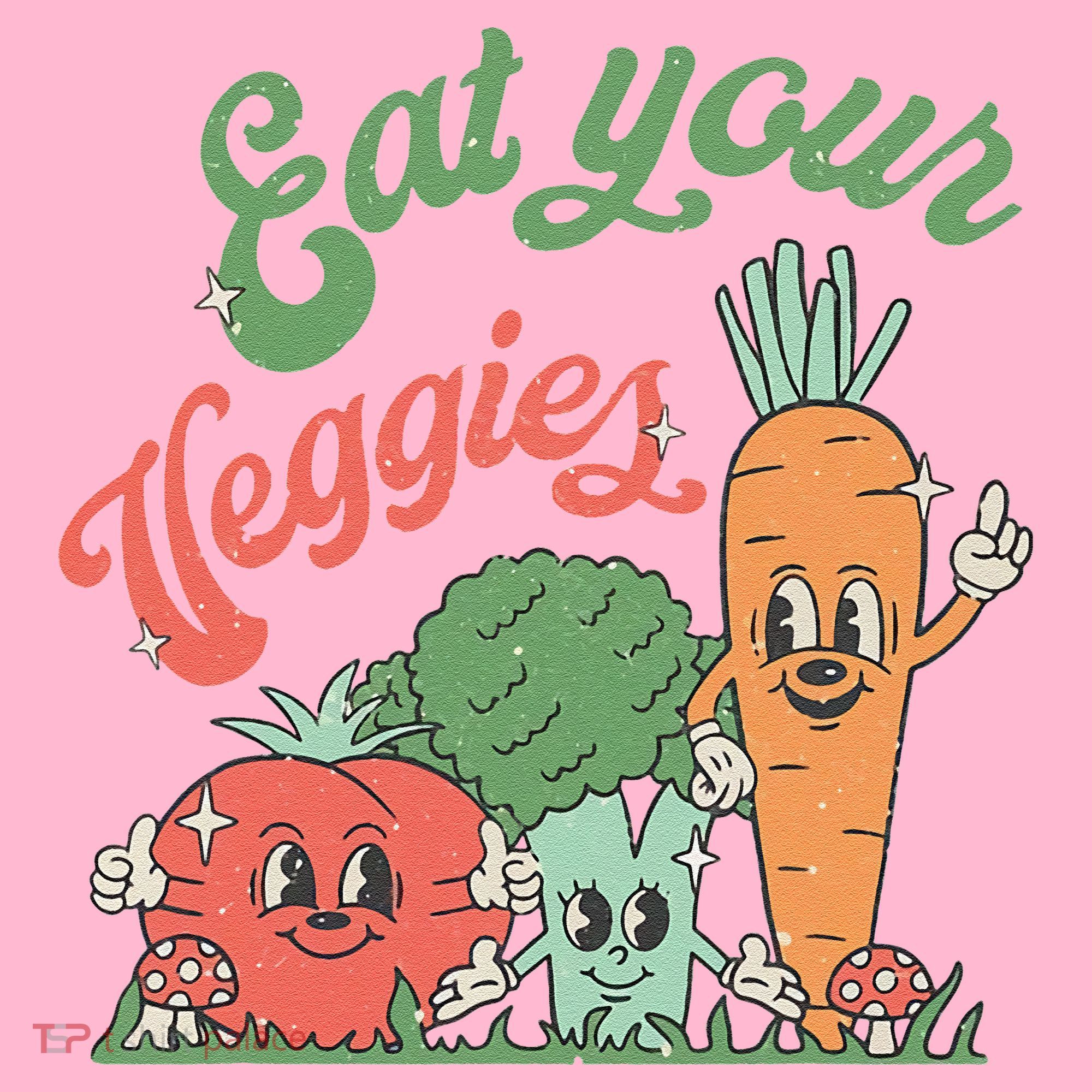 Eat Your Veggies Retro Vegan Farmer Market Vegetable Coaster