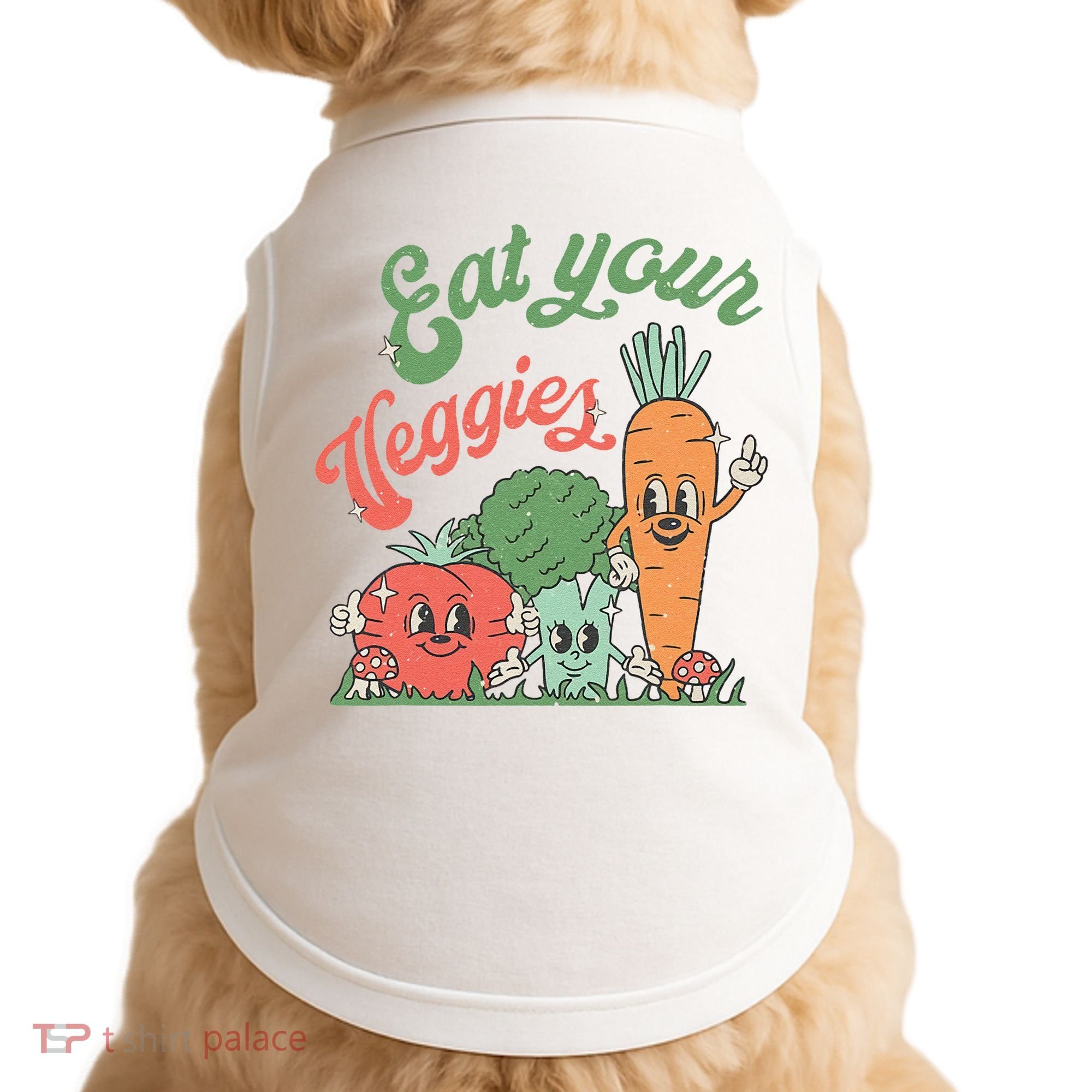 Eat Your Veggies Retro Vegan Farmer Market Vegetable Doggie Tank