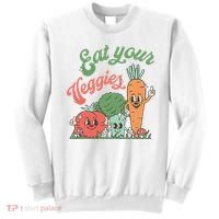 Eat Your Veggies Retro Vegan Farmer Market Vegetable Sweatshirt thumb 0