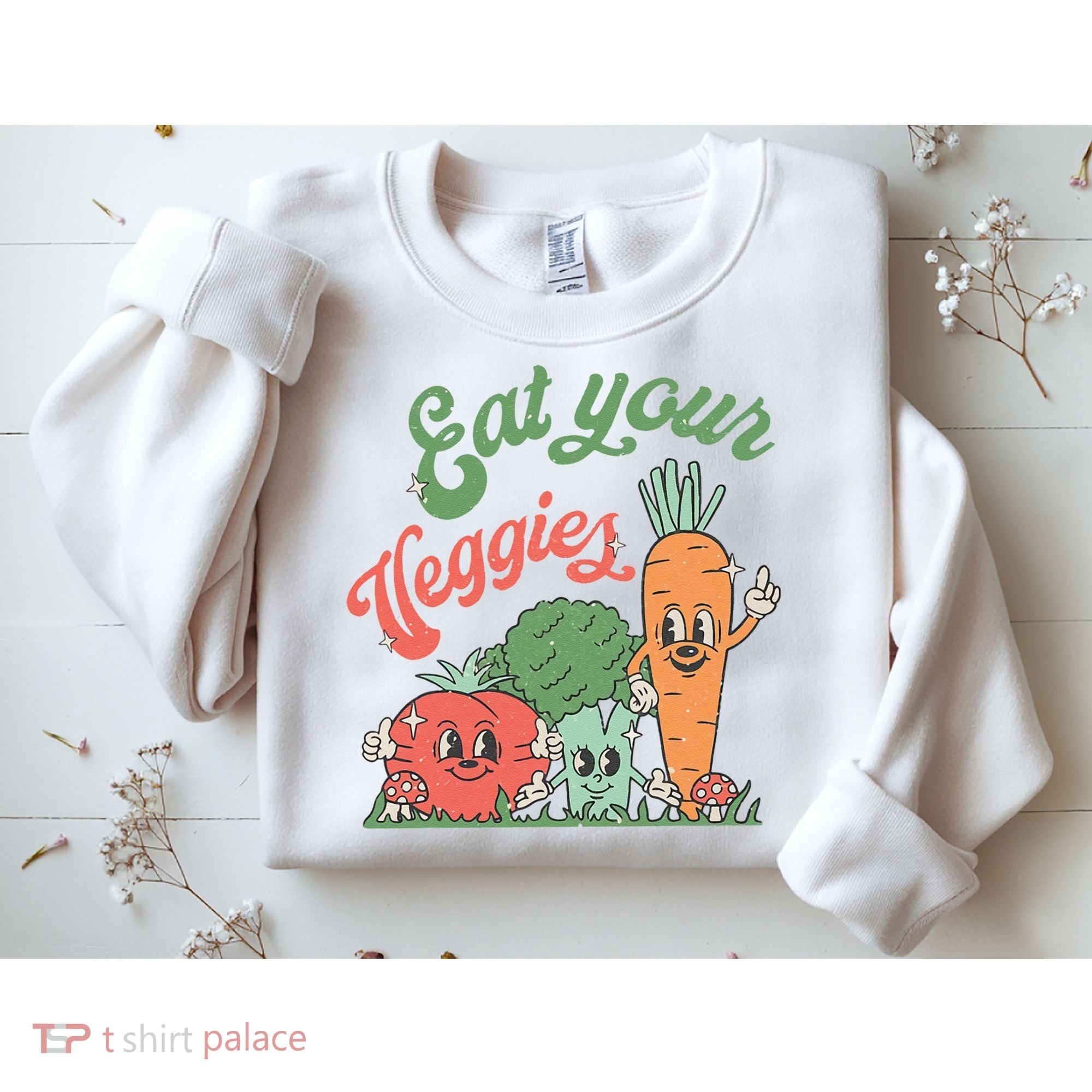 Eat Your Veggies Retro Vegan Farmer Market Vegetable Sweatshirt