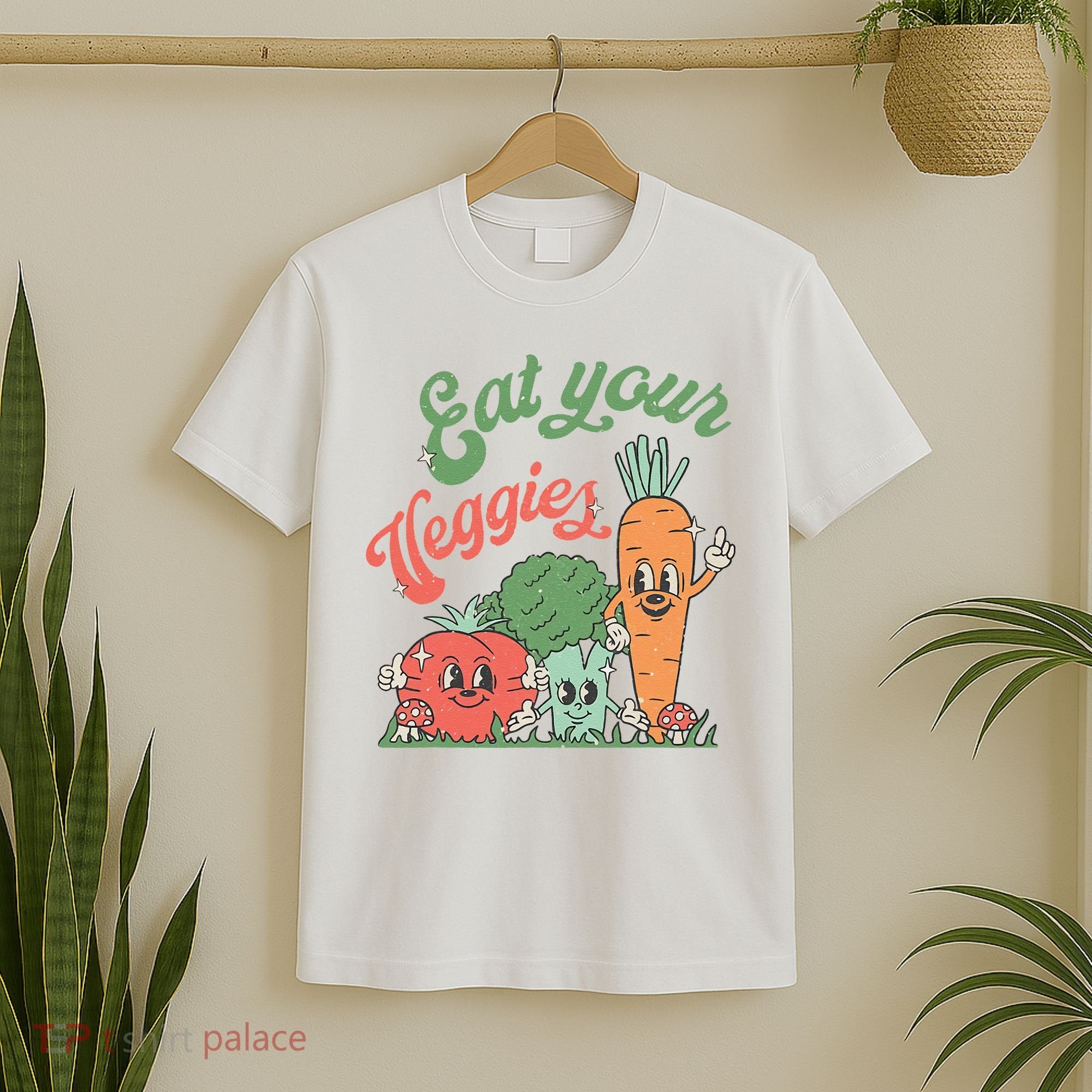Eat Your Veggies Retro Vegan Farmer Market Vegetable T-Shirt