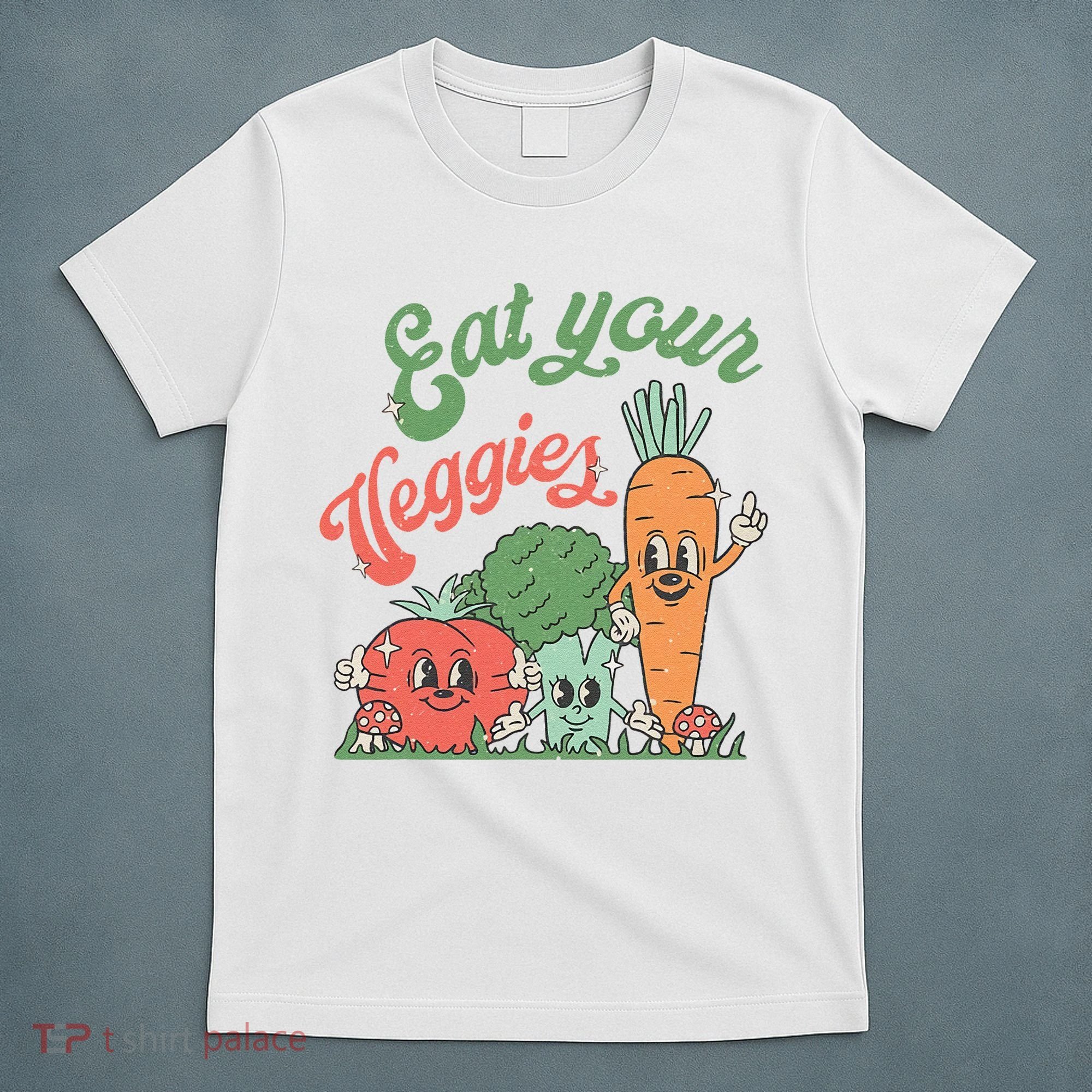 Eat Your Veggies Retro Vegan Farmer Market Vegetable T-Shirt