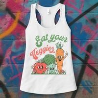 Eat Your Veggies Retro Vegan Farmer Market Vegetable Women's Tank Top thumb 3
