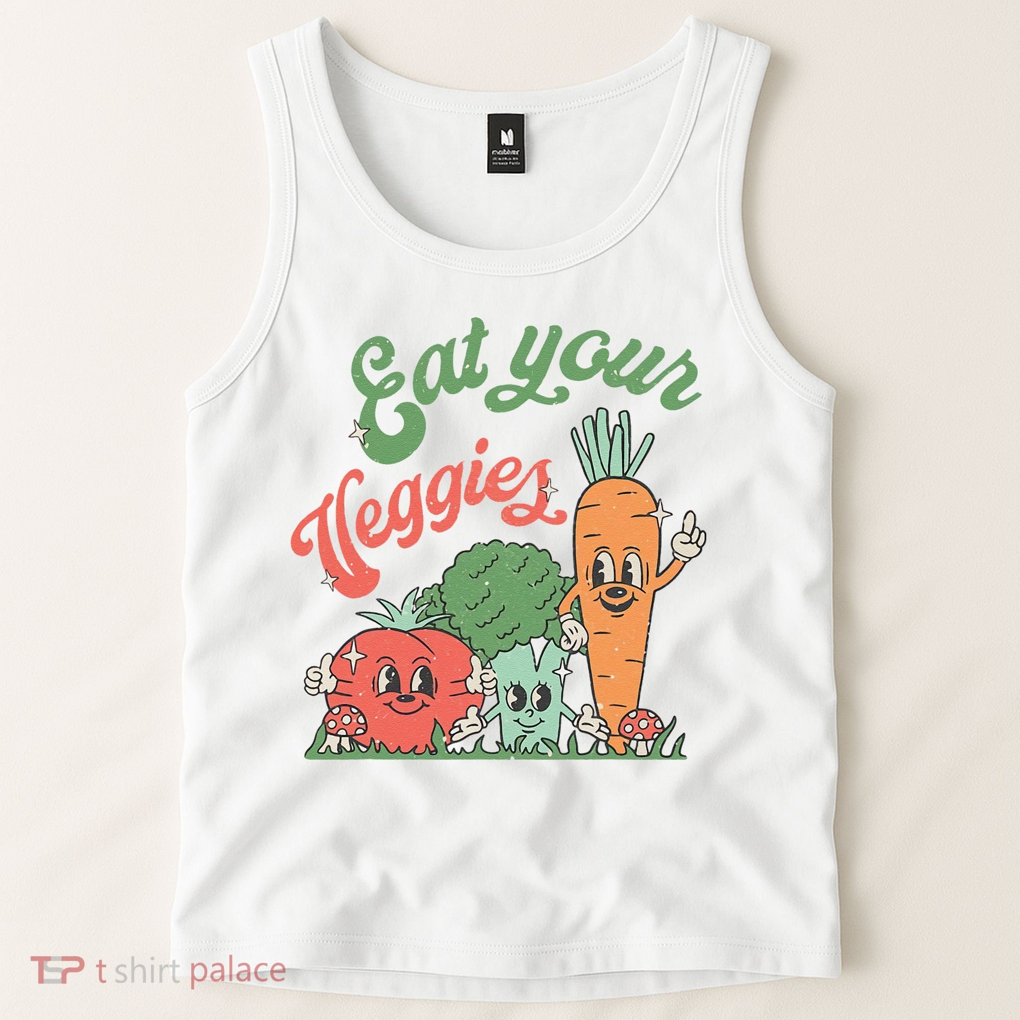 Eat Your Veggies Retro Vegan Farmer Market Vegetable Tank Top