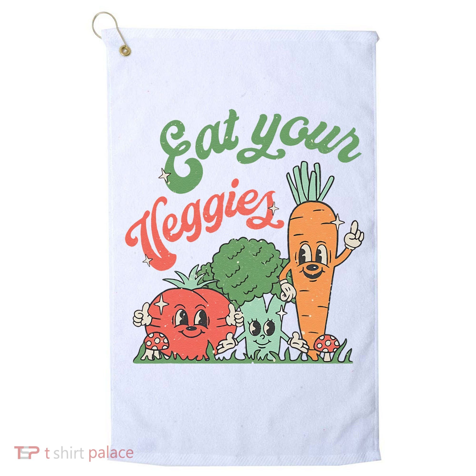 Eat Your Veggies Retro Vegan Farmer Market Vegetable Golf Towel