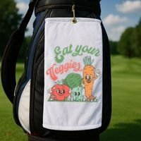 Eat Your Veggies Retro Vegan Farmer Market Vegetable Golf Towel thumb 2