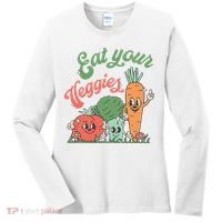 Eat Your Veggies Retro Vegan Farmer Market Vegetable Women's Long Sleeve Shirt thumb 0
