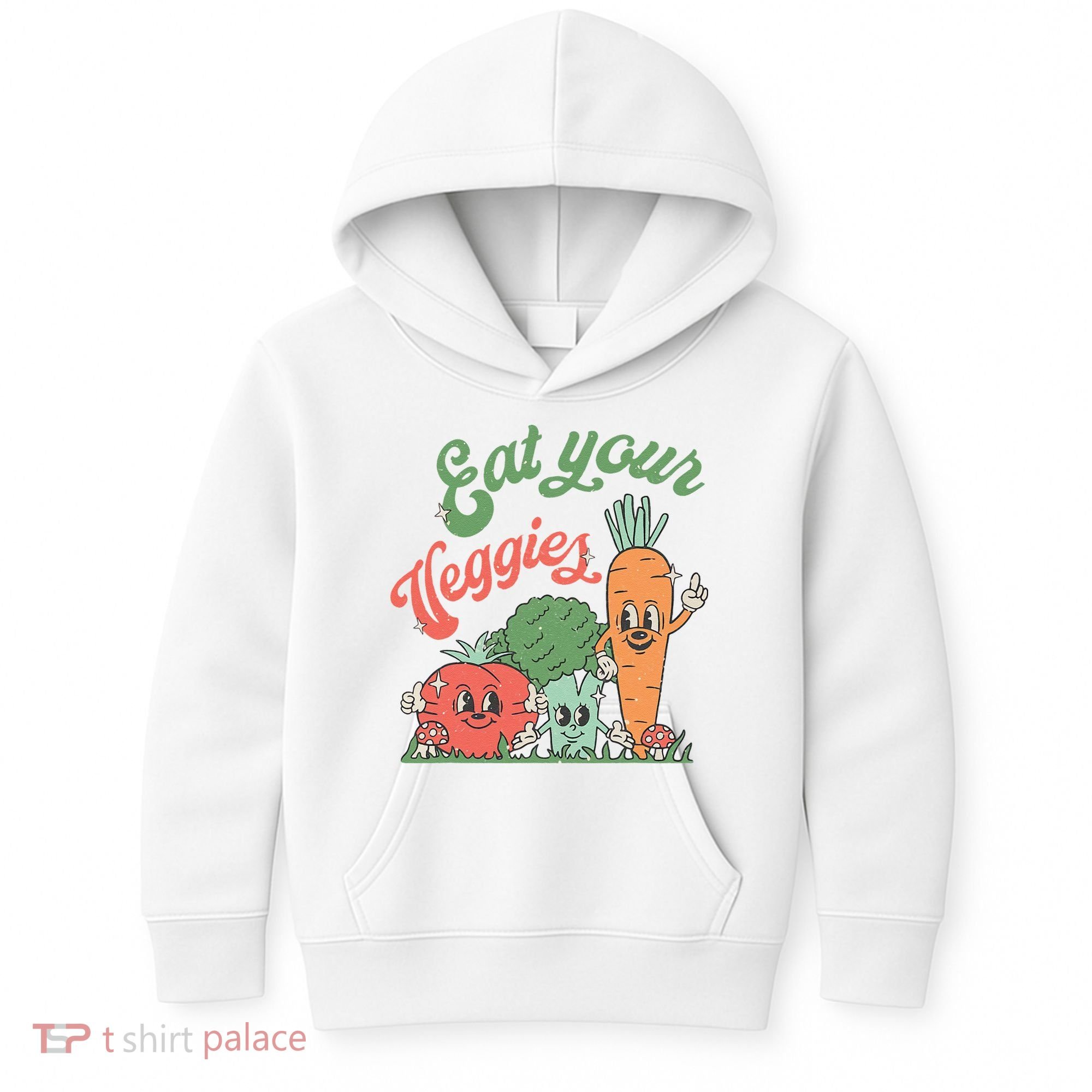 Eat Your Veggies Retro Vegan Farmer Market Vegetable Kids Hoodie