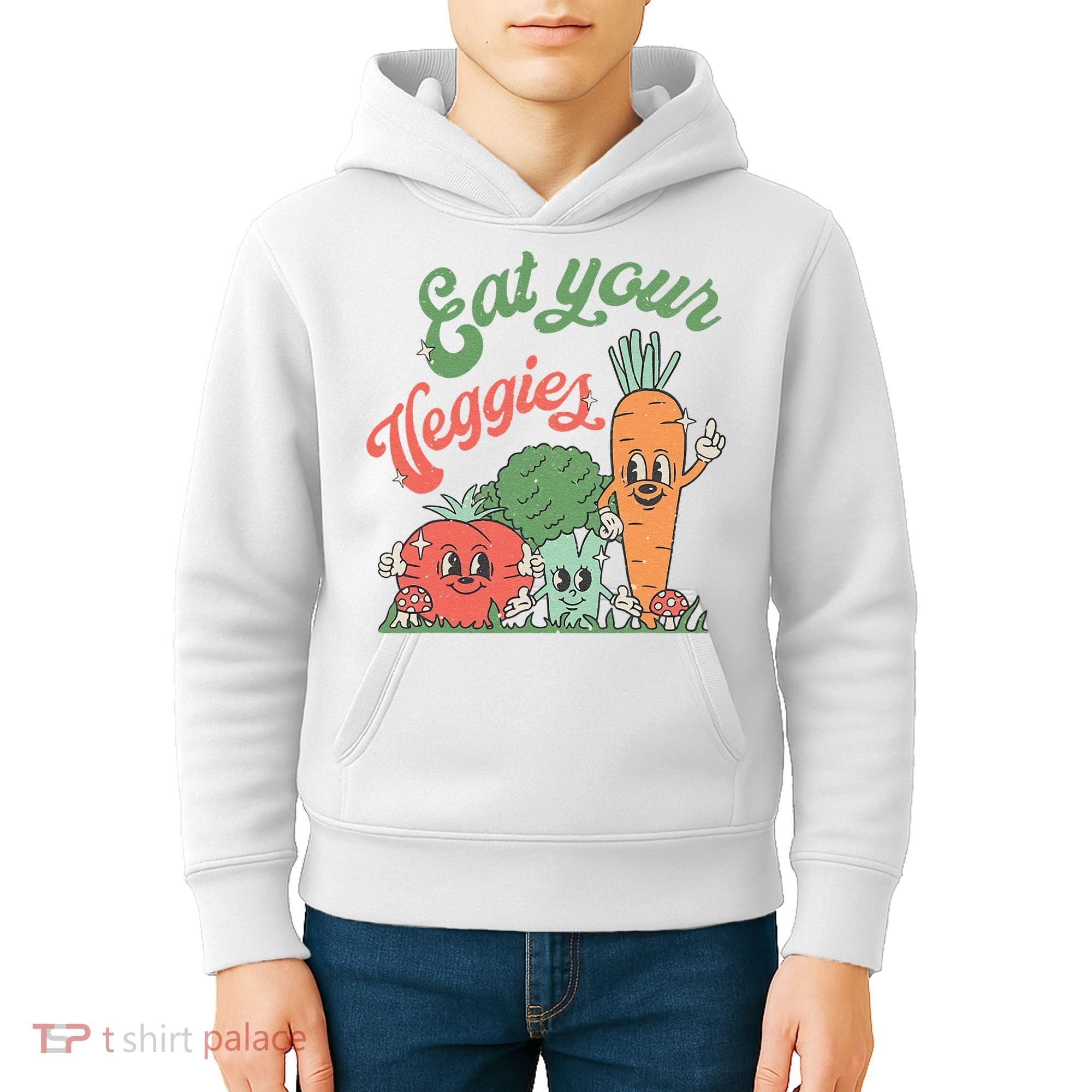 Eat Your Veggies Retro Vegan Farmer Market Vegetable Kids Hoodie