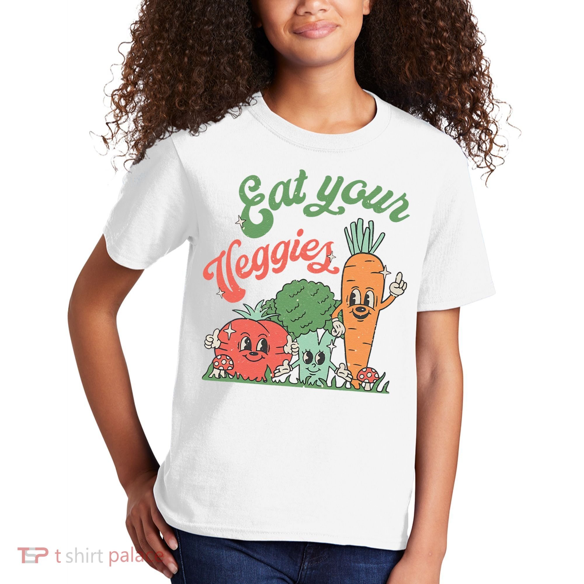 Eat Your Veggies Retro Vegan Farmer Market Vegetable Kids T-Shirt