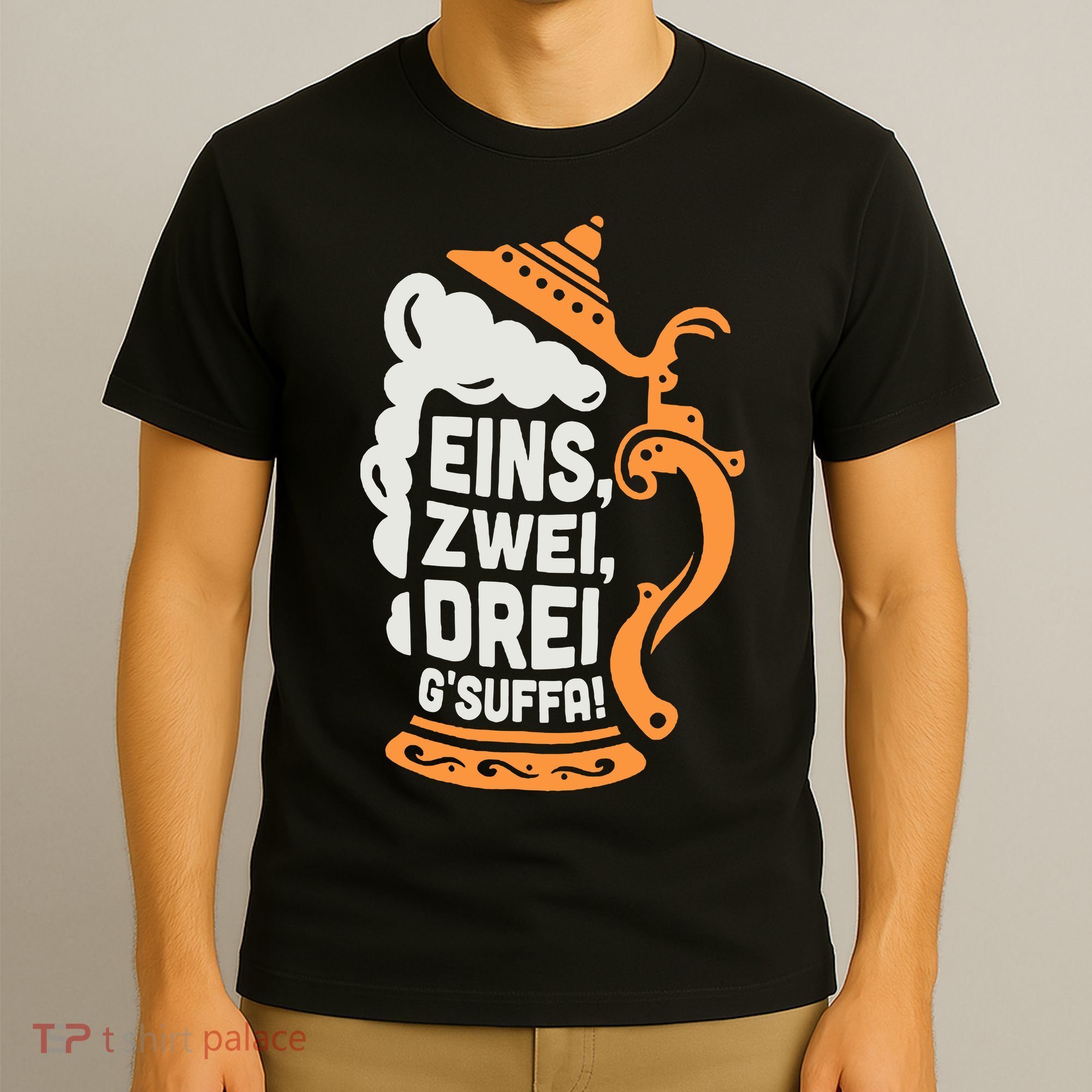 Eins Zwei Drei Gsuffa Bottoms Up Oktoberfest Prost Funny Beer T-Shirt