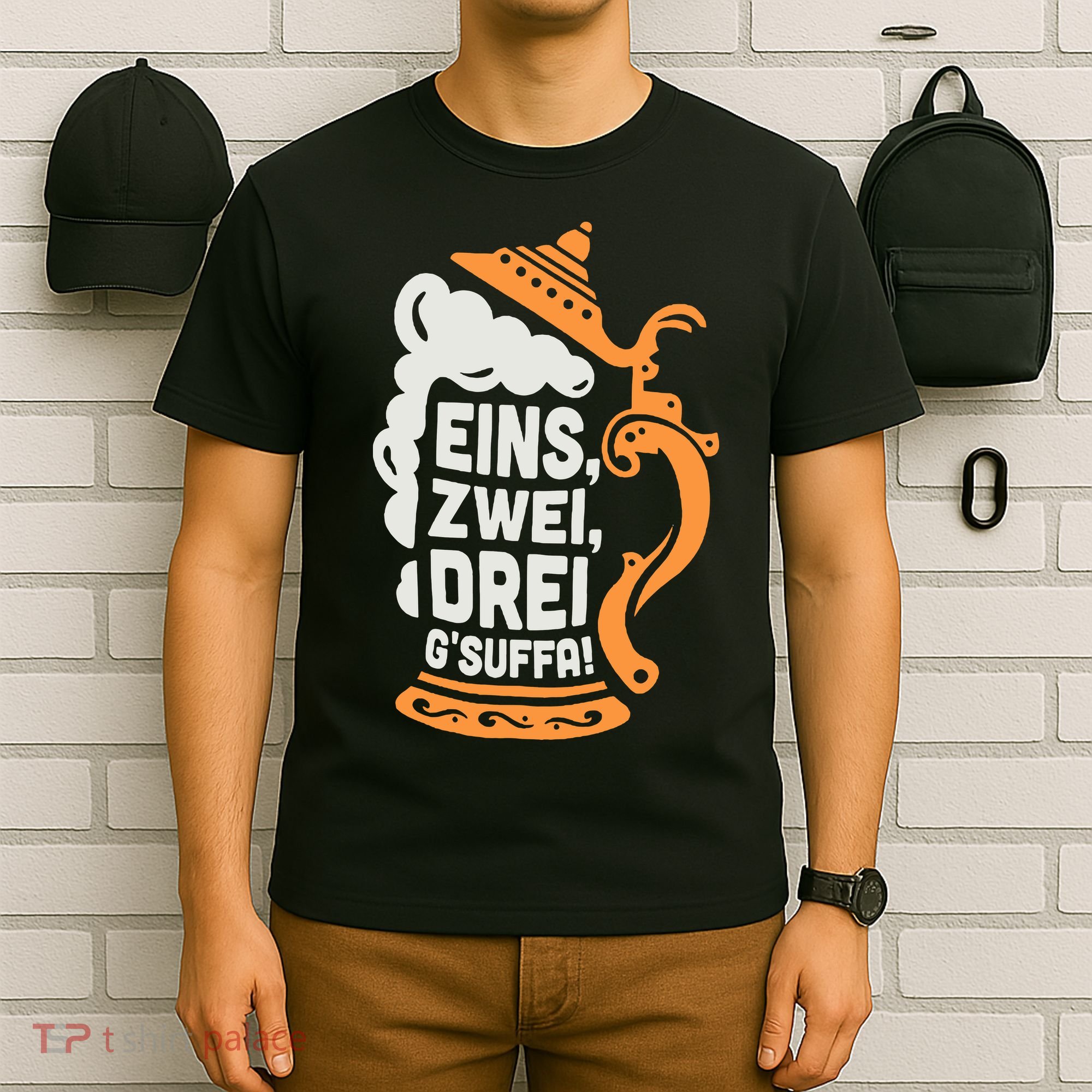 Eins Zwei Drei Gsuffa Bottoms Up Oktoberfest Prost Funny Beer T-Shirt