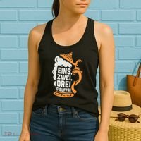 Eins Zwei Drei Gsuffa Bottoms Up Oktoberfest Prost Funny Beer Women's Tank Top thumb 2