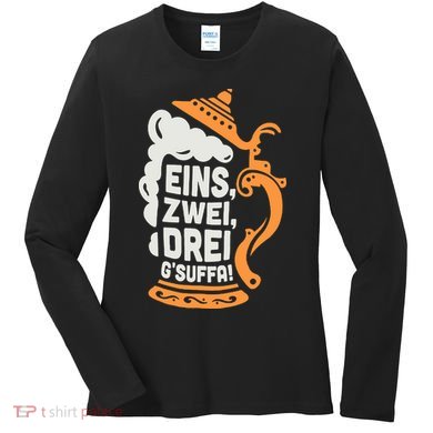 Eins Zwei Drei Gsuffa Bottoms Up Oktoberfest Prost Funny Beer Women's Long Sleeve Shirt