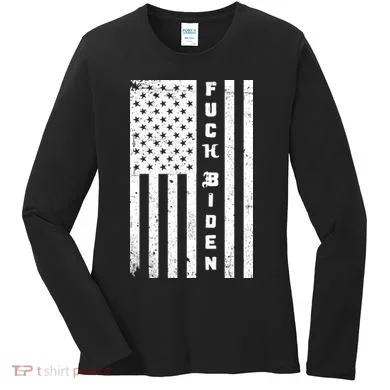 F--ck Biden American Flag Women's Long Sleeve Shirt