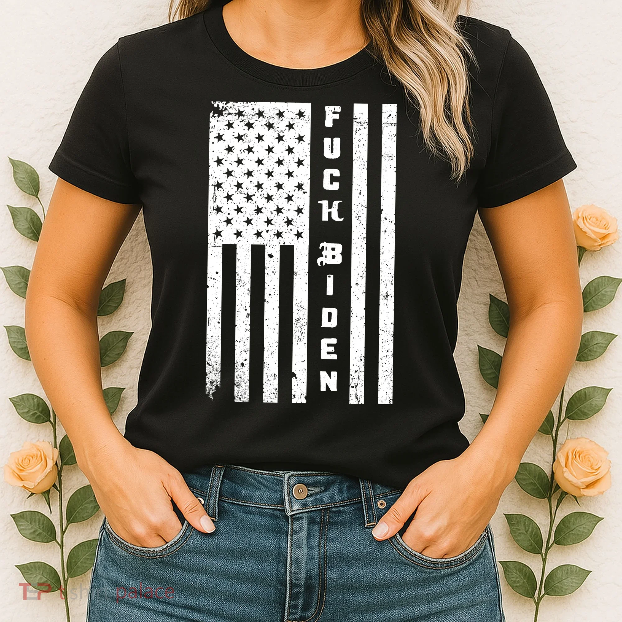F--ck Biden American Flag Women's T-Shirt
