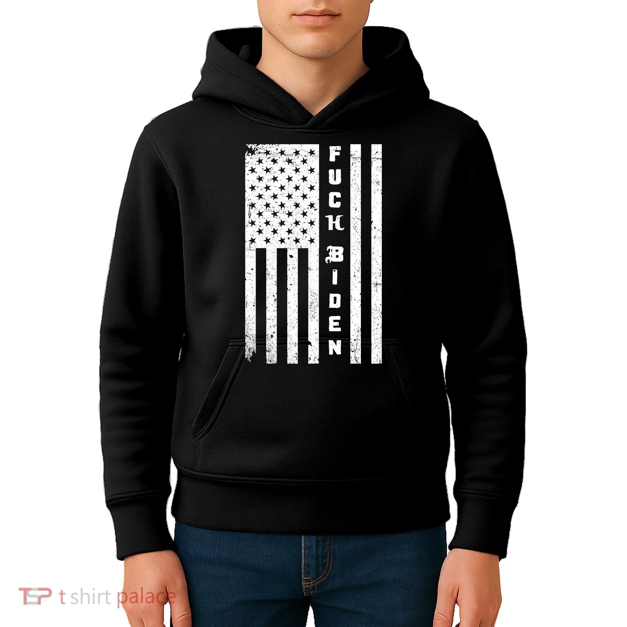 F--ck Biden American Flag Kids Hoodie