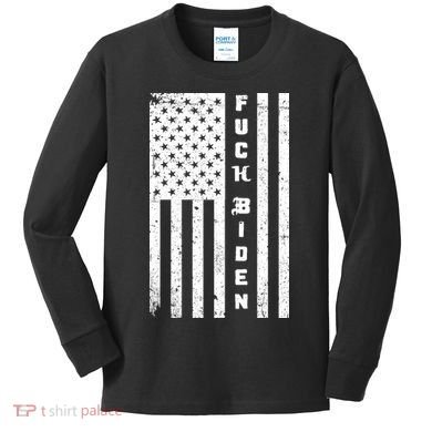 F--ck Biden American Flag Kids Long Sleeve Shirt