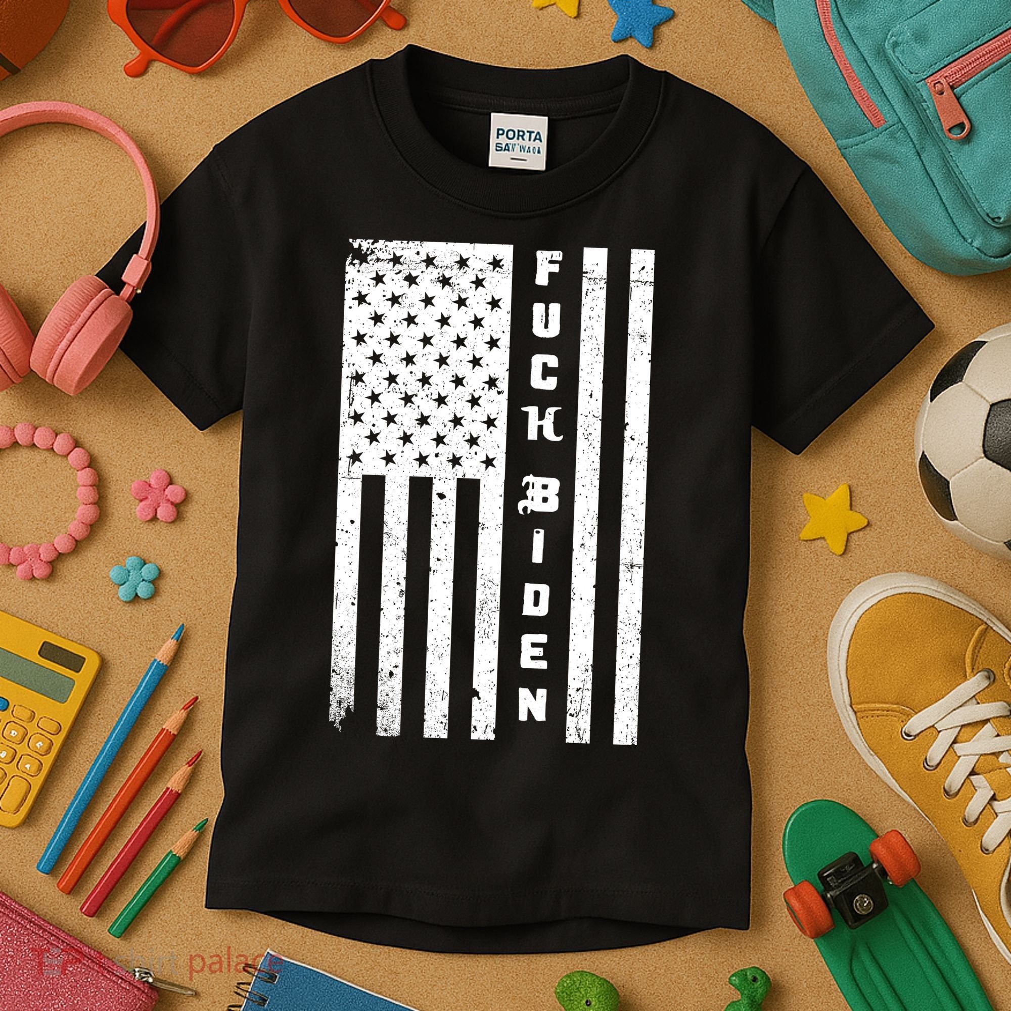 F--ck Biden American Flag Kids T-Shirt