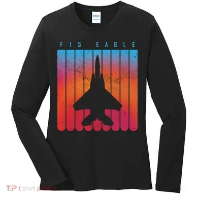 F-15 Eagle Jet Fighter Retro Women's Long Sleeve Shirt