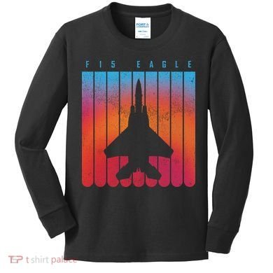 F-15 Eagle Jet Fighter Retro Kids Long Sleeve Shirt