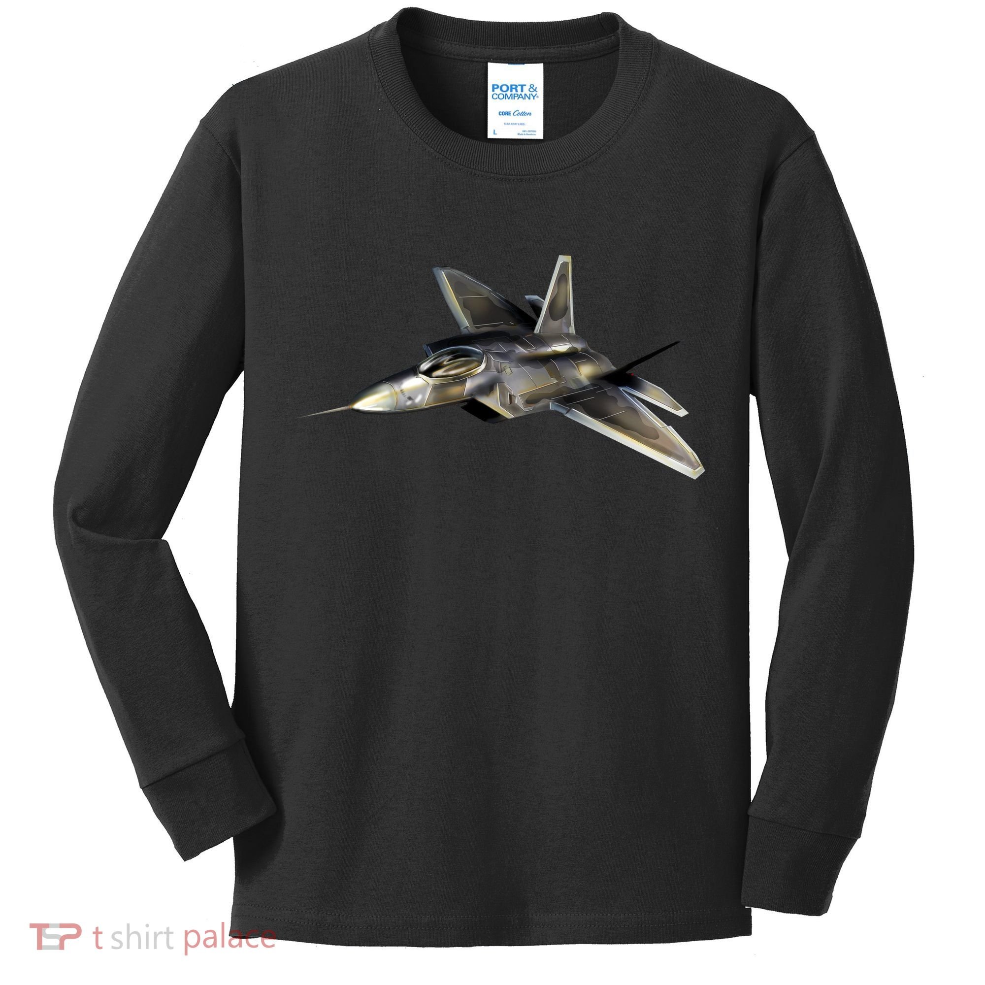 F-22 Raptor Fighter Jet Kids Long Sleeve Shirt