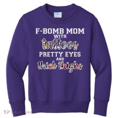 F-Bomb Mom With Tattoos and Thick Thighs Kids Sweatshirt
