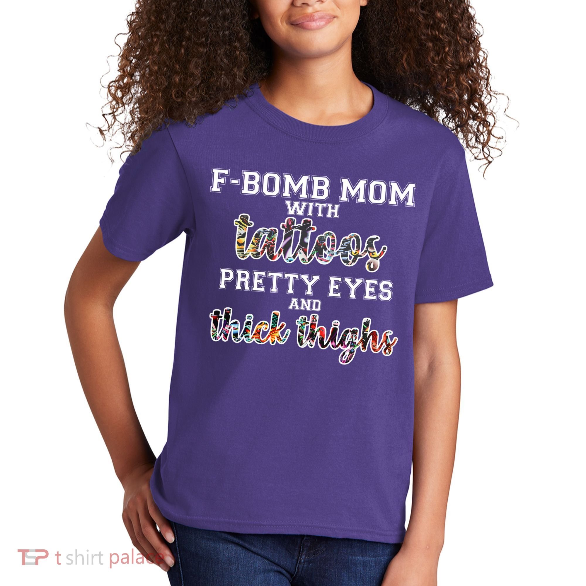 F-Bomb Mom With Tattoos and Thick Thighs Kids T-Shirt