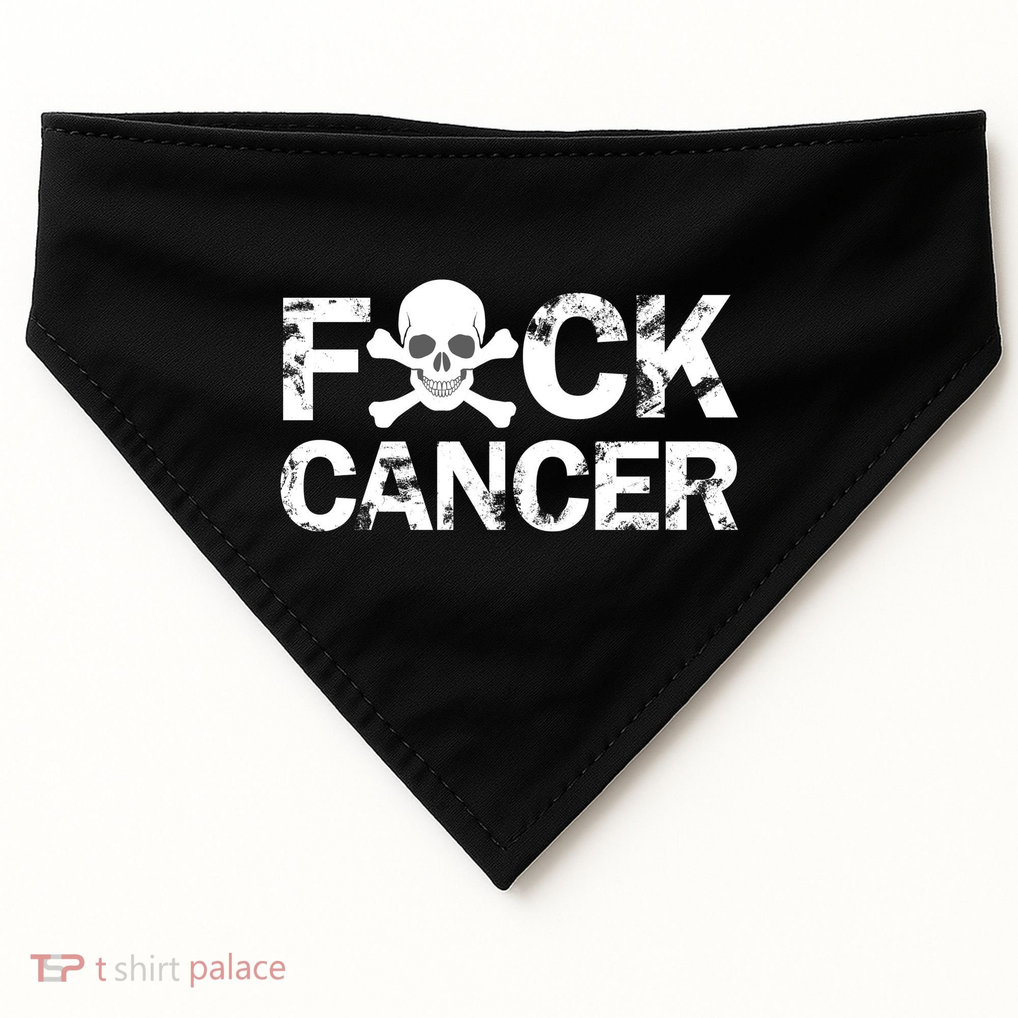 F Cancer Crossbone Skeleton USA-Made Doggie Bandana
