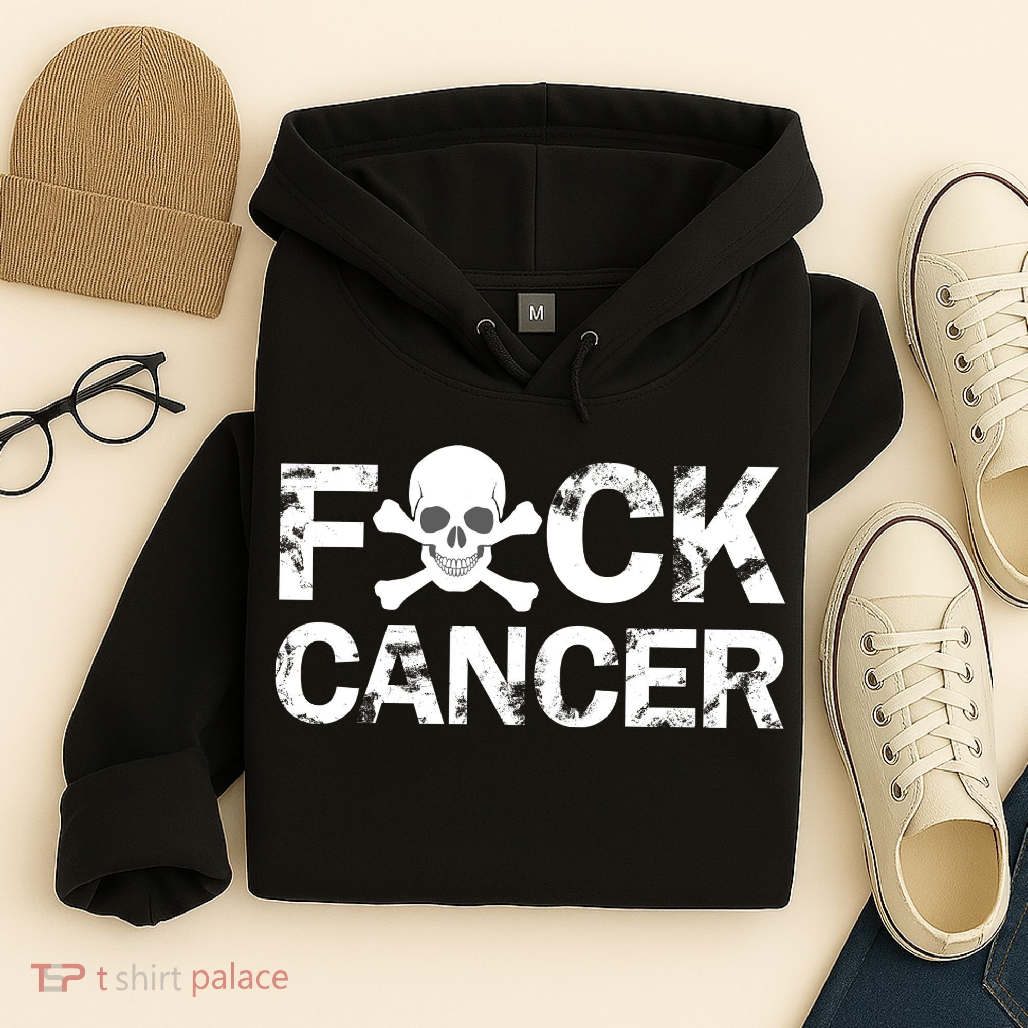 F Cancer Crossbone Skeleton Hoodie