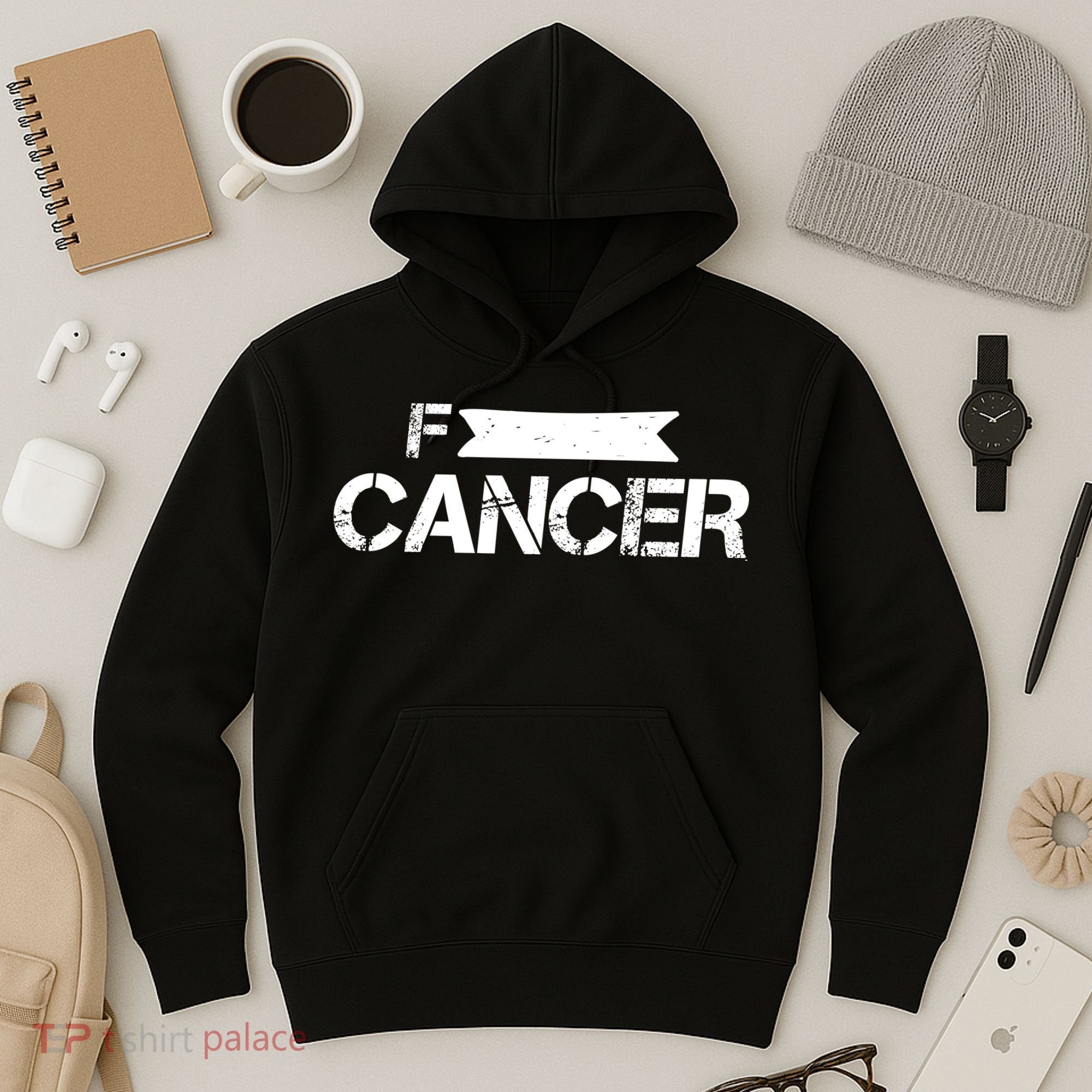 F Cancer Simple Logo Hoodie