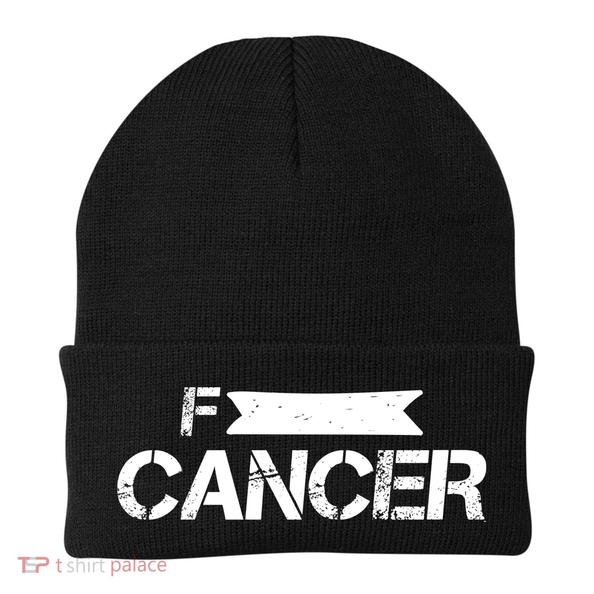 F Cancer Simple Logo Beanie