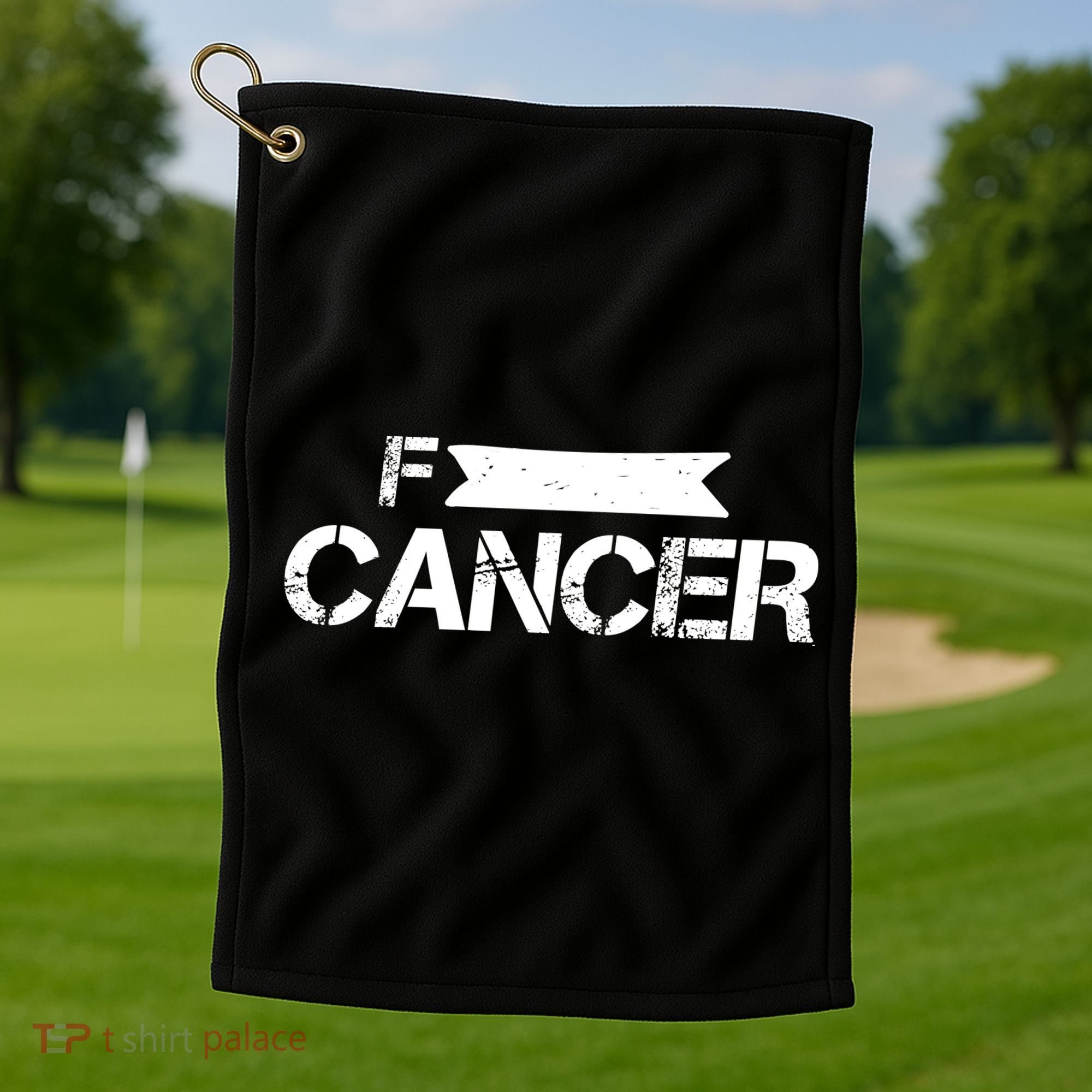 F Cancer Simple Logo Golf Towel