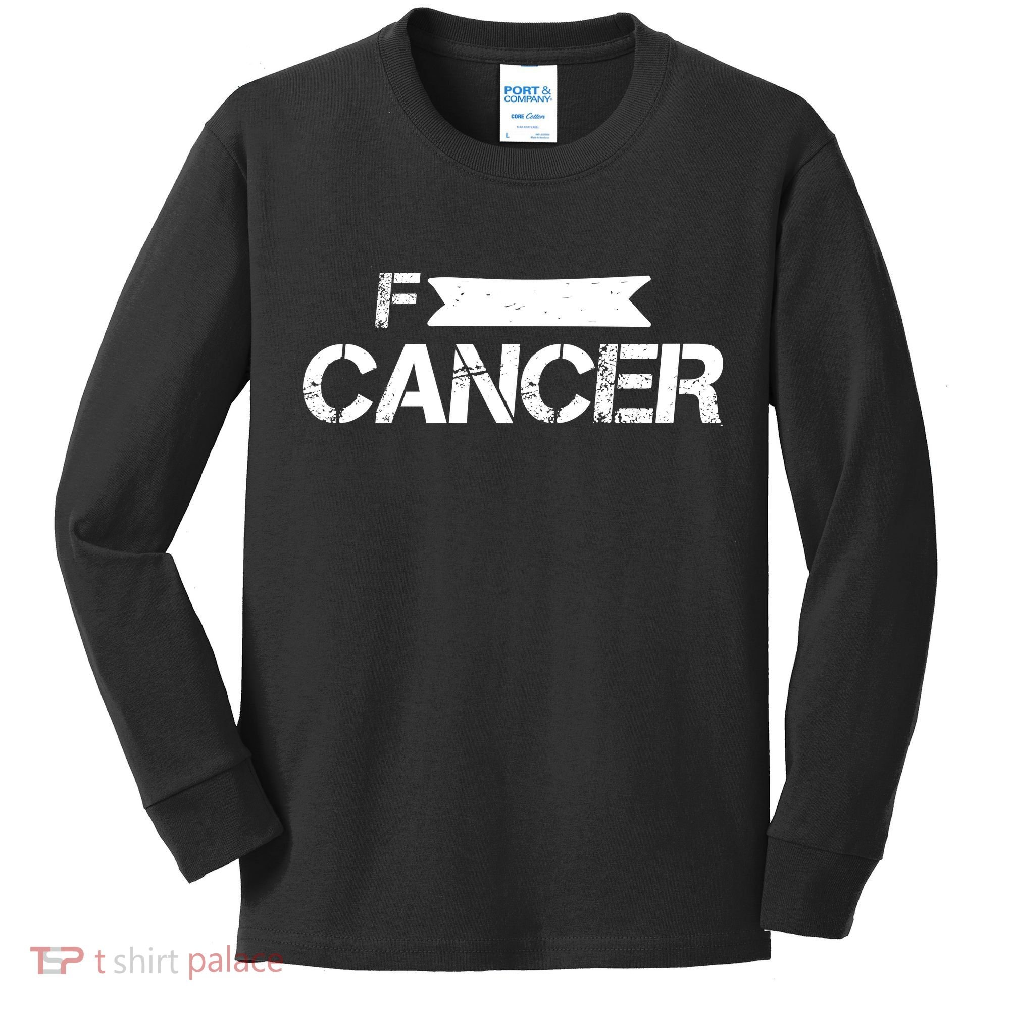 F Cancer Simple Logo Kids Long Sleeve Shirt