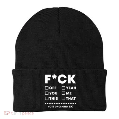 F Check Box Funny Sarcastic Beanie