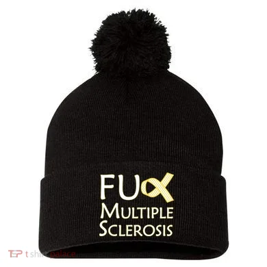 F Multiple Sclerosis Pom Pom 12in Knit Beanie