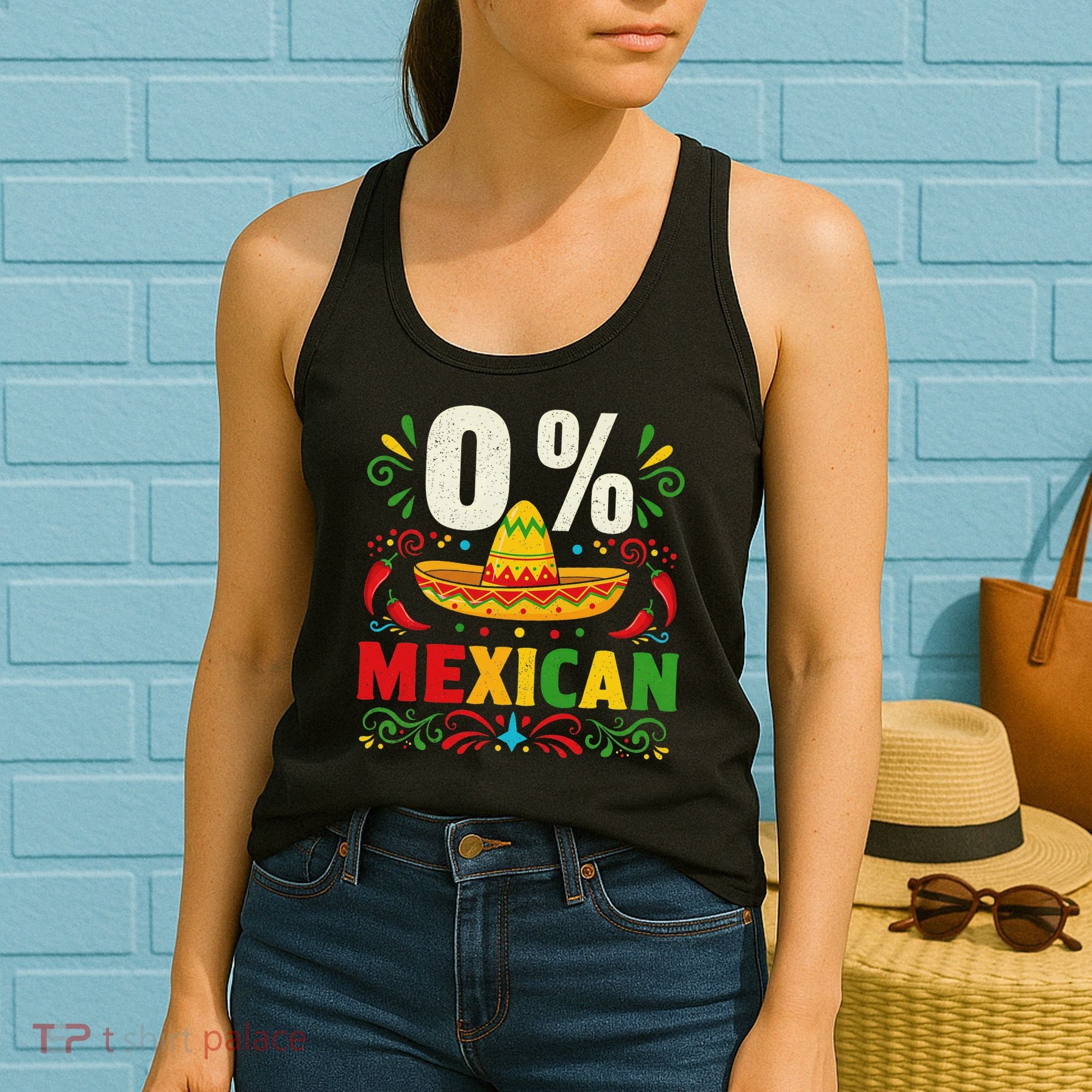 Funny 0 Percent Mexican Fiesta Mexico Party Cinco De Mayo Women's Tank Top